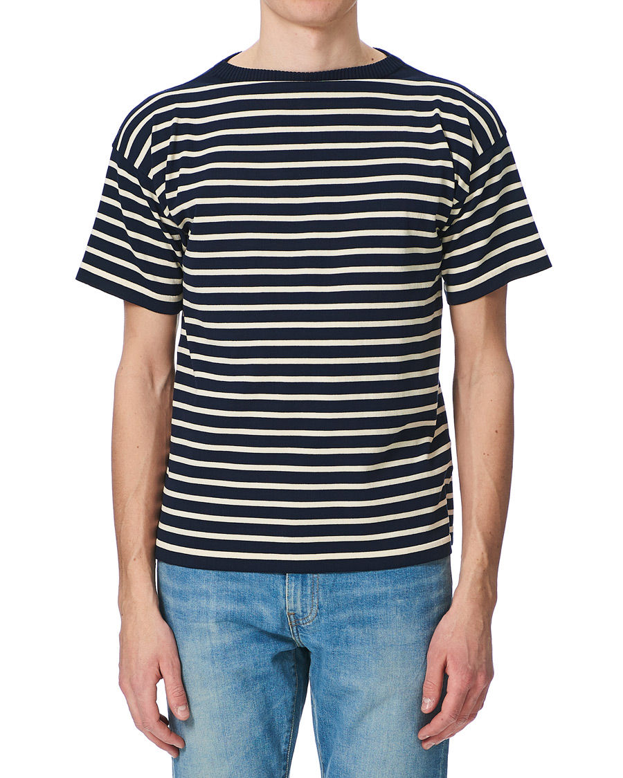 Herren | T-Shirts | Andersen-Andersen | Boatsman Short Sleeve Tee Navy/Off White