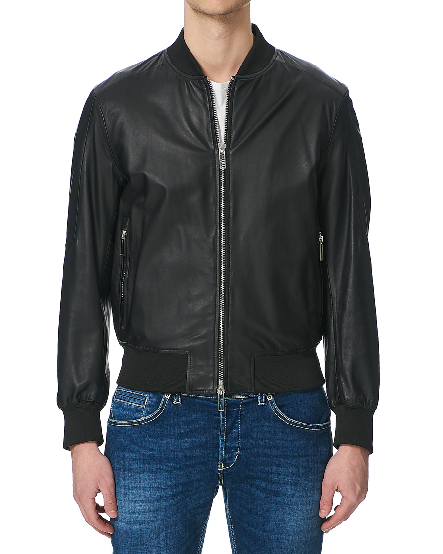 Herren | Jacken | Emporio Armani | Leather Bomber Jacket Black