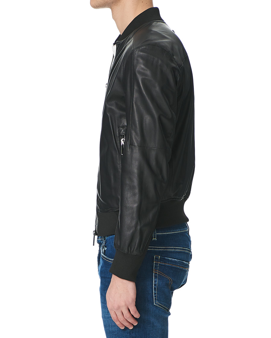Herren | Jacken | Emporio Armani | Leather Bomber Jacket Black