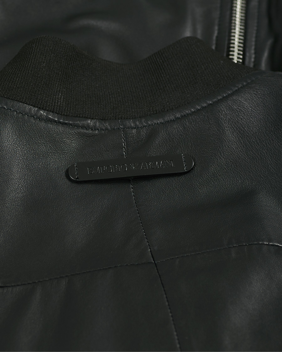 Herren | Jacken | Emporio Armani | Leather Bomber Jacket Black