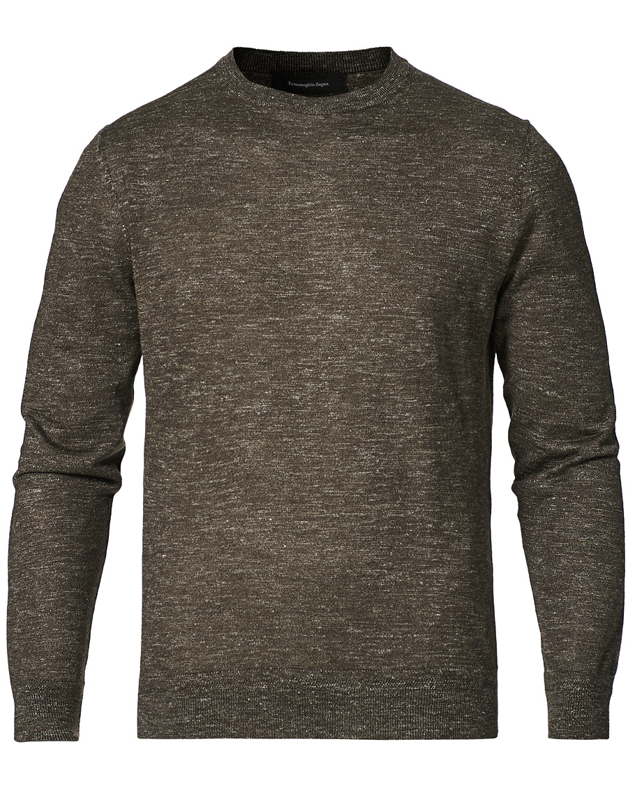 Herren | Pullover | Ermenegildo Zegna | Cashmere/Linen Crew Neck Pullover Brown Melange