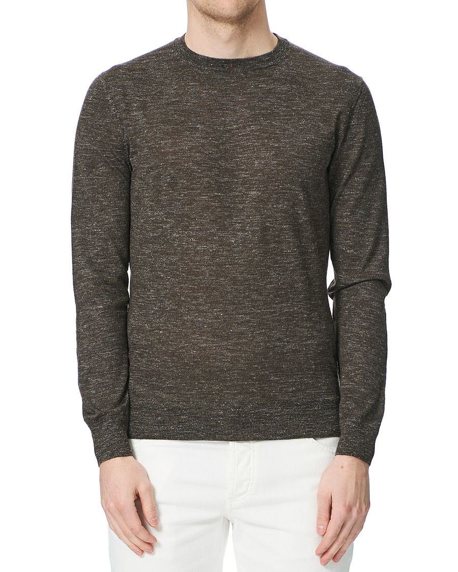 Herren | Pullover | Ermenegildo Zegna | Cashmere/Linen Crew Neck Pullover Brown Melange