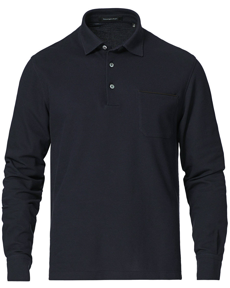 Herren | Pullover | Ermenegildo Zegna | Pocket Long Sleeve Polo Navy 48