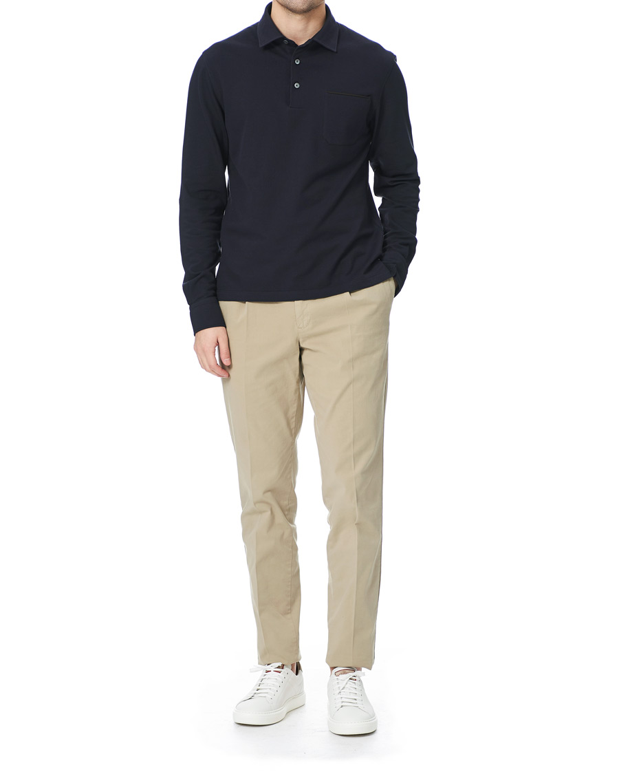 Herren | Pullover | Ermenegildo Zegna | Pocket Long Sleeve Polo Navy 48