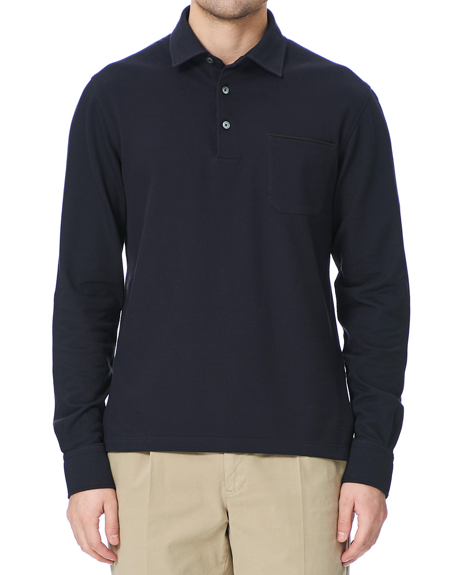 Herren | Pullover | Ermenegildo Zegna | Pocket Long Sleeve Polo Navy 48