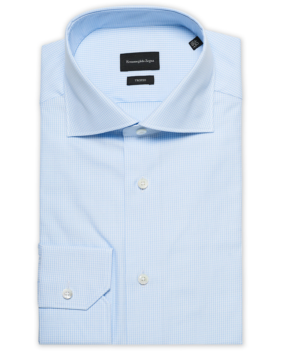 Herren | Hemden | Ermenegildo Zegna | Slim Fit Check Dress Shirt Light Blue