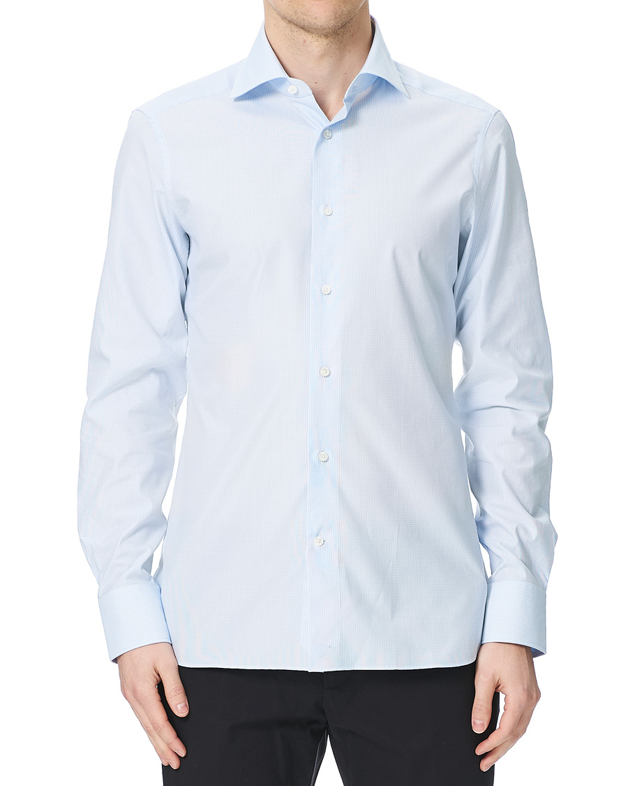 Herren | Hemden | Ermenegildo Zegna | Slim Fit Check Dress Shirt Light Blue