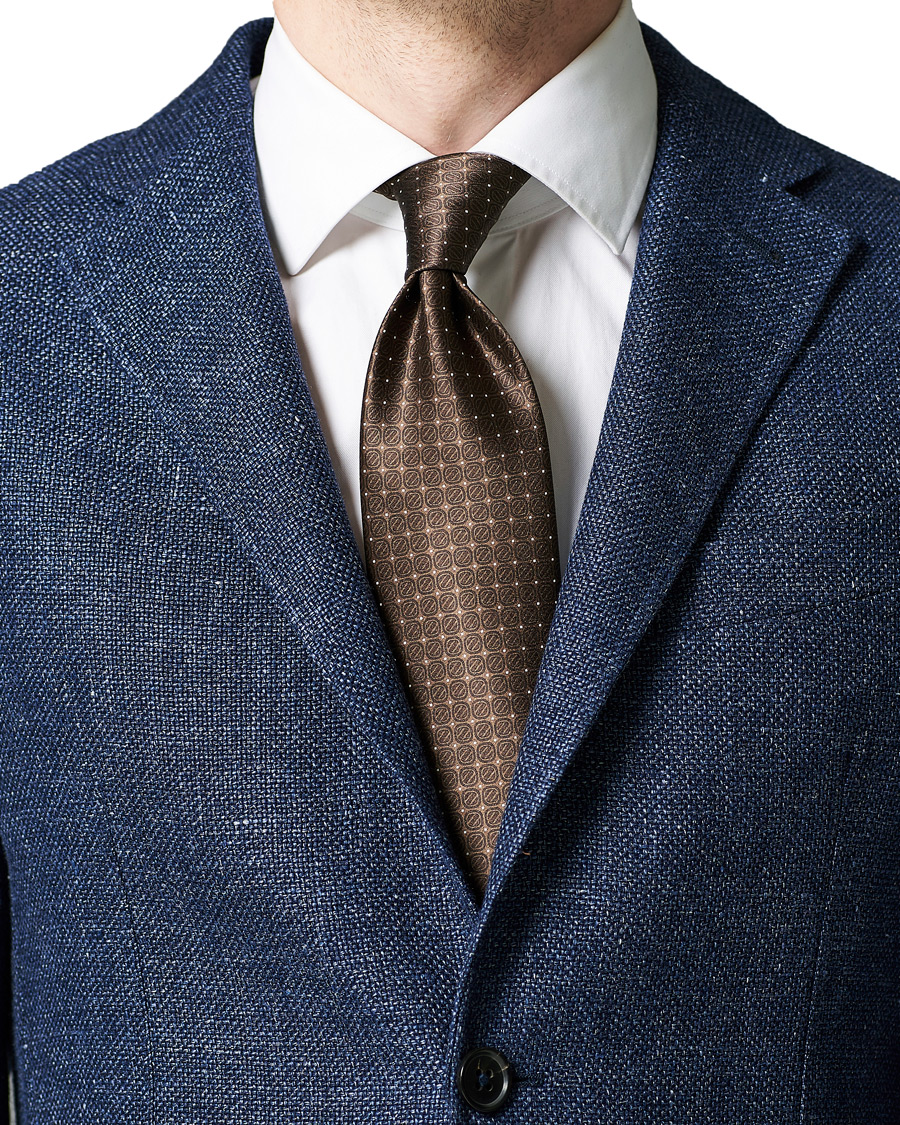 Herren | Ermenegildo Zegna Monogram Silk Print Tie Brown | Ermenegildo Zegna | Monogram Silk Print Tie Brown