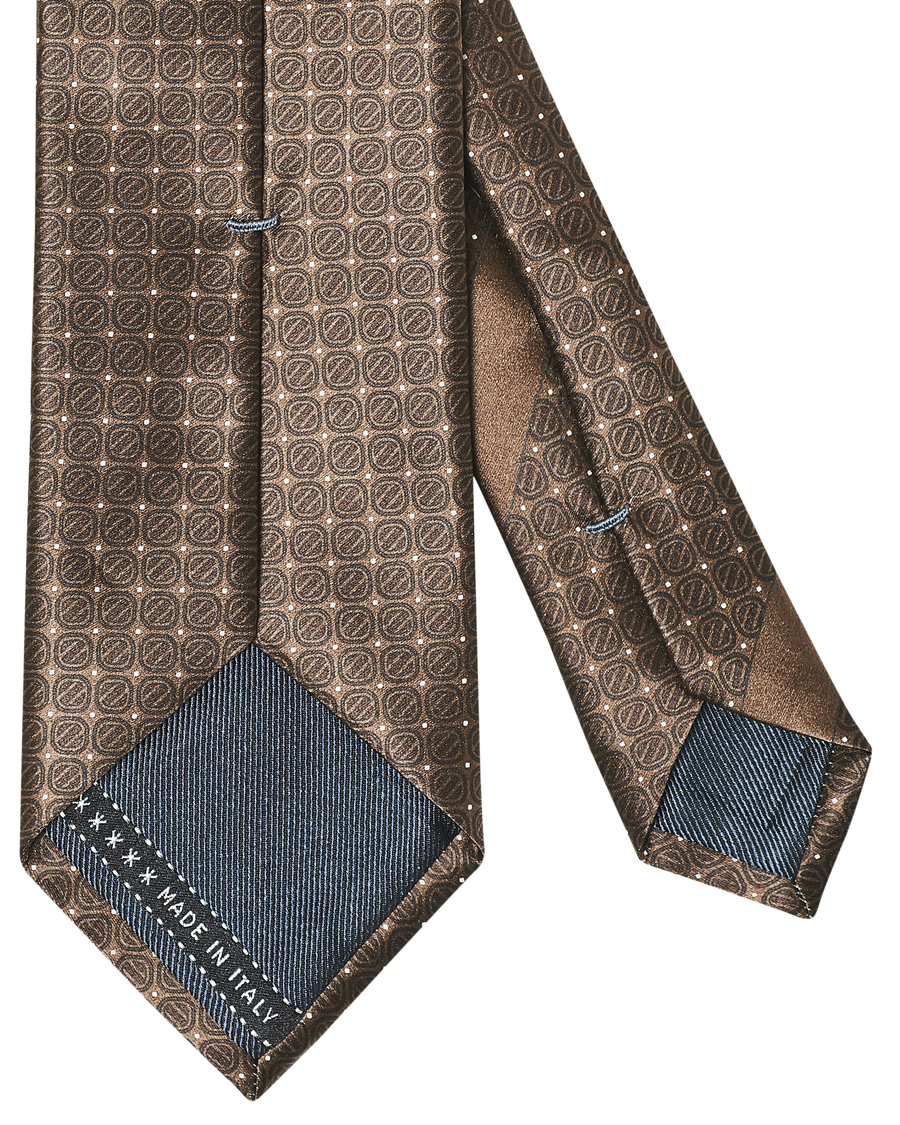 Herren | Ermenegildo Zegna Monogram Silk Print Tie Brown | Ermenegildo Zegna | Monogram Silk Print Tie Brown