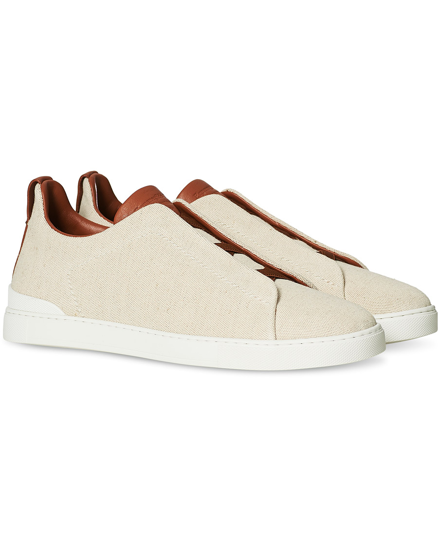 Herren | Ermenegildo Zegna Triple Stitch Elasticated Sneakers White | Ermenegildo Zegna | Triple Stitch Elasticated Sneakers White