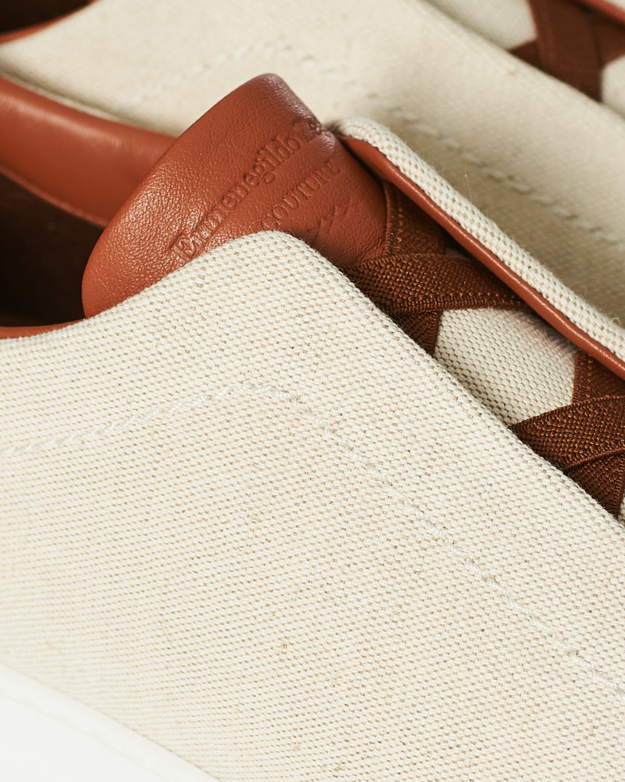 Herren | Ermenegildo Zegna Triple Stitch Elasticated Sneakers White | Ermenegildo Zegna | Triple Stitch Elasticated Sneakers White