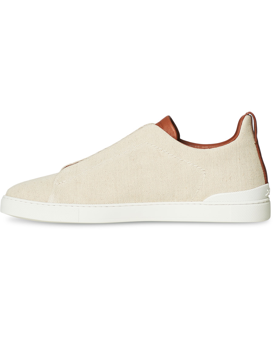 Herren | Ermenegildo Zegna Triple Stitch Elasticated Sneakers White | Ermenegildo Zegna | Triple Stitch Elasticated Sneakers White