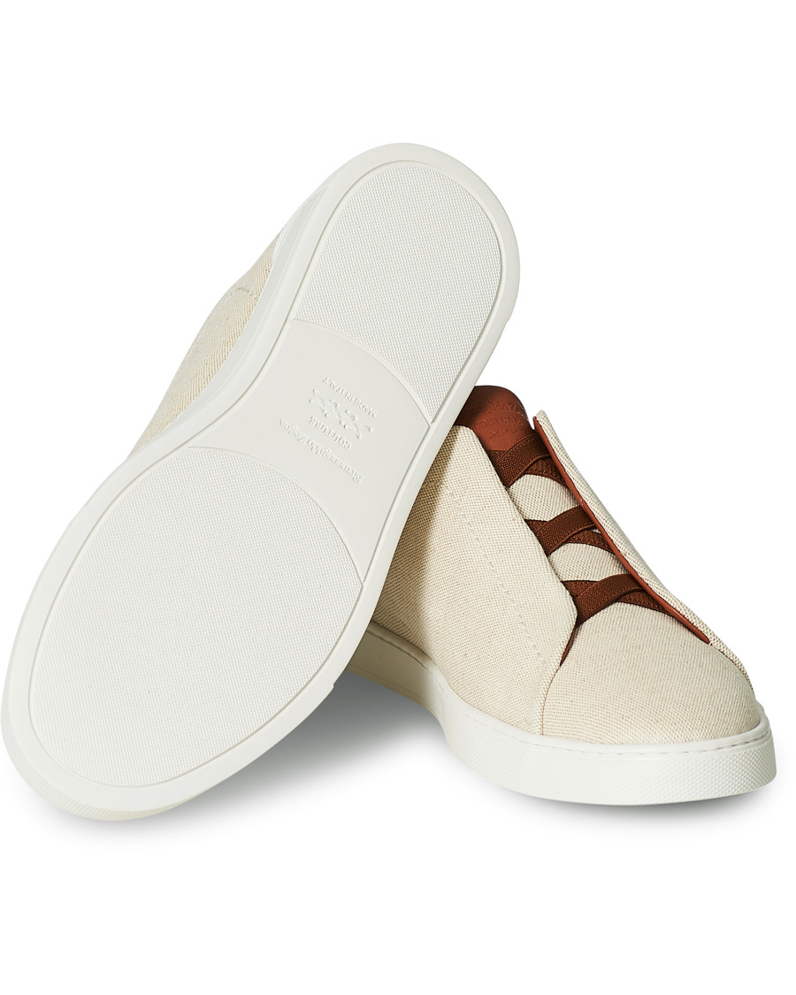 Herren | Ermenegildo Zegna Triple Stitch Elasticated Sneakers White | Ermenegildo Zegna | Triple Stitch Elasticated Sneakers White