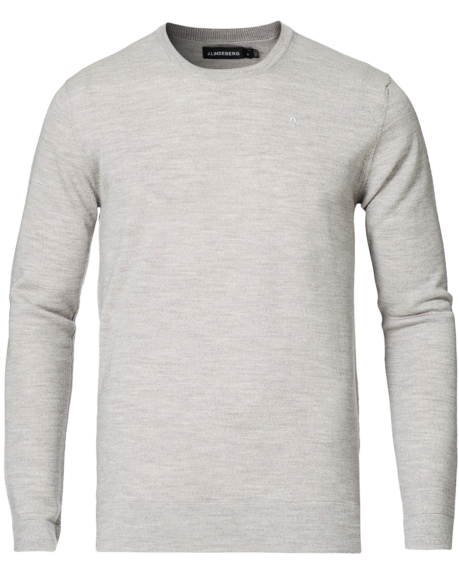 Herren | Pullover | J.Lindeberg | Newman Merino Crew Neck Pullover Stone Grey Melange