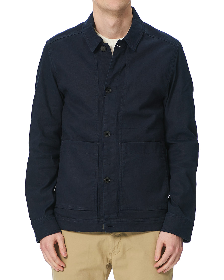 Herren | Hemden | J.Lindeberg | Eric Linen/Cotton Overshirt Navy