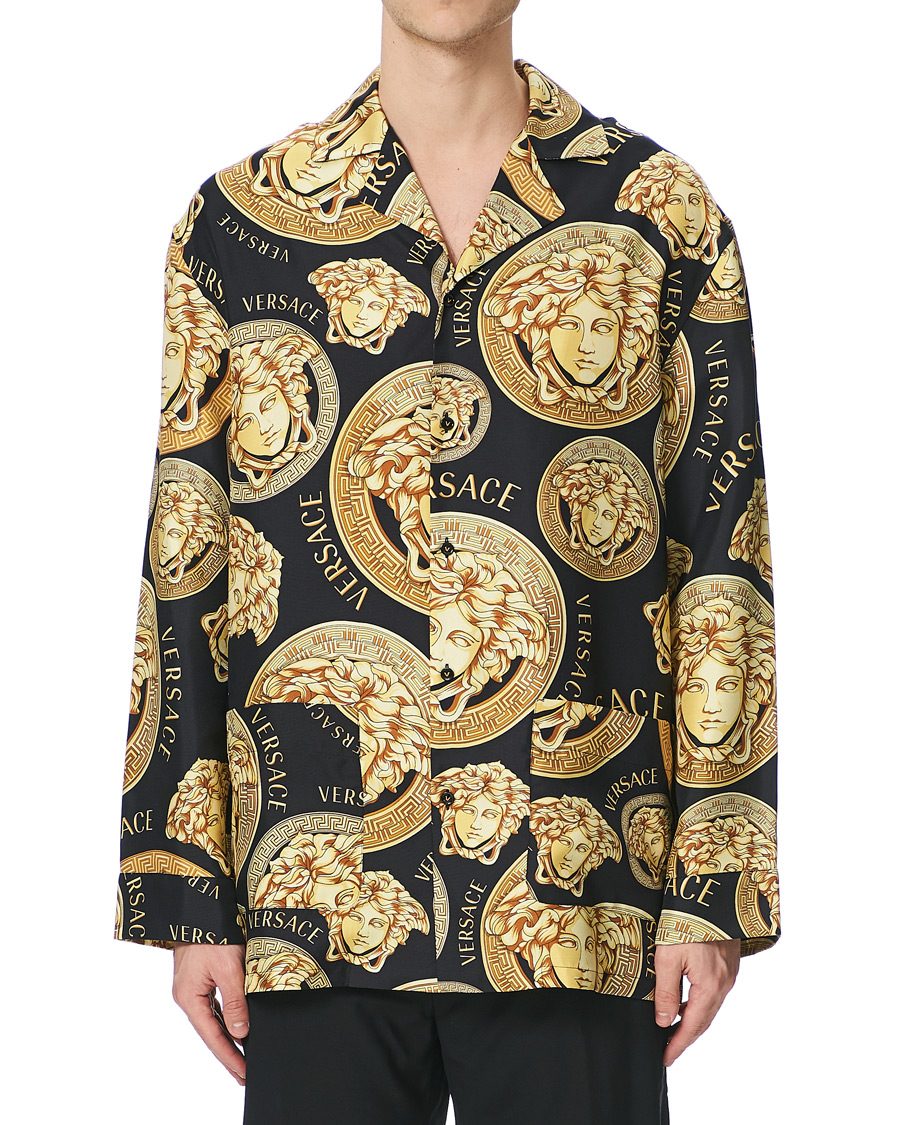 Herren | Hemden | Versace | Medusa Silk Shirt Black/Gold