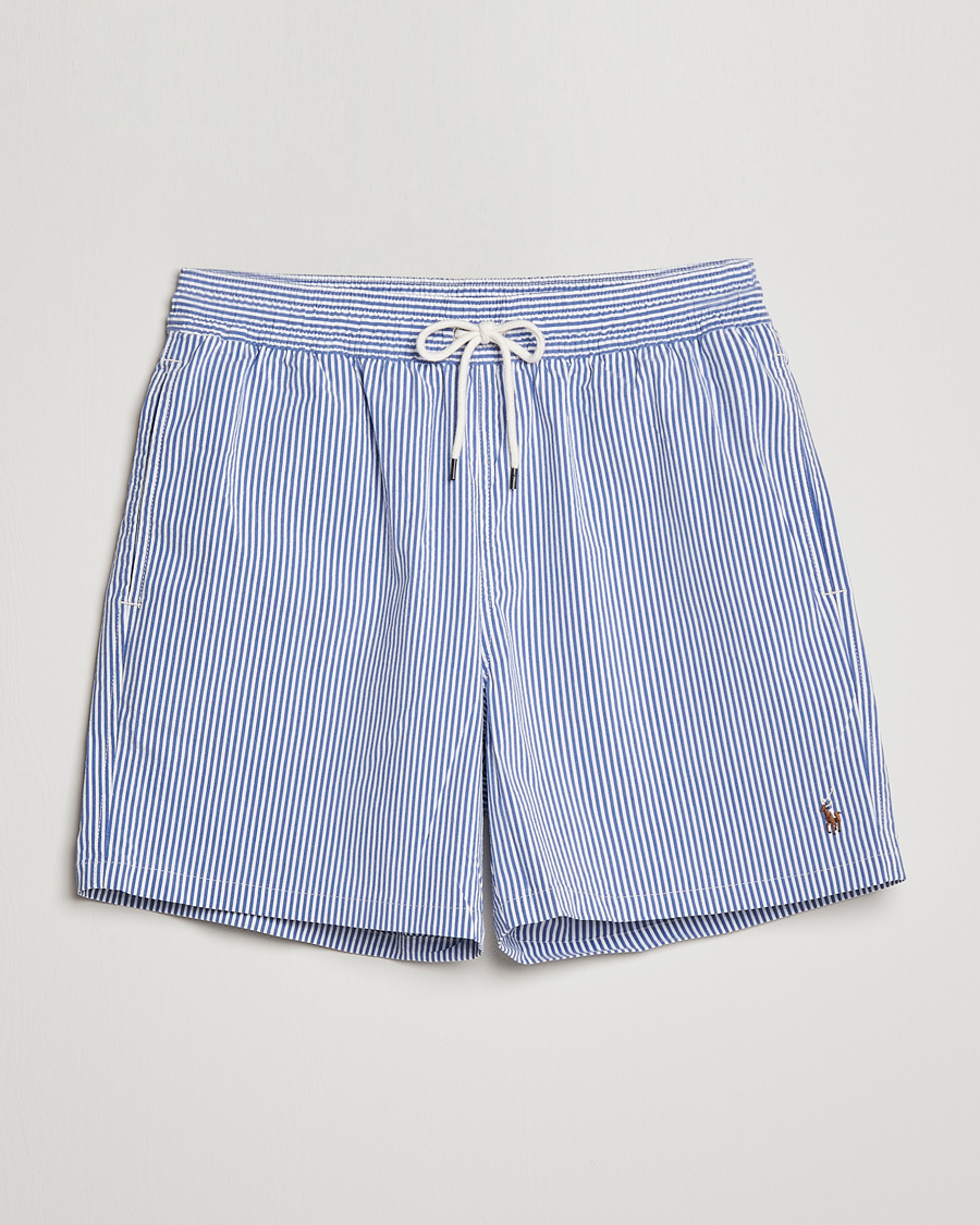 Herren | Polo Ralph Lauren | Polo Ralph Lauren | Recyceled Traveler Boxer Seersucker Swimshorts Blue