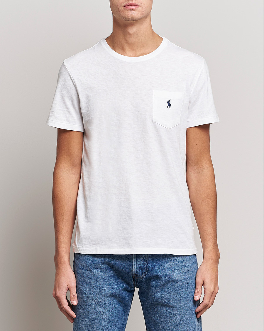 Herren | Weiße T-Shirts | Polo Ralph Lauren | Washed Crew Neck Pocket Tee White