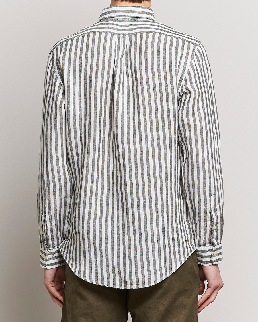 Herren | Hemden | Polo Ralph Lauren | Custom Fit Striped Linen Shirt Olive/White