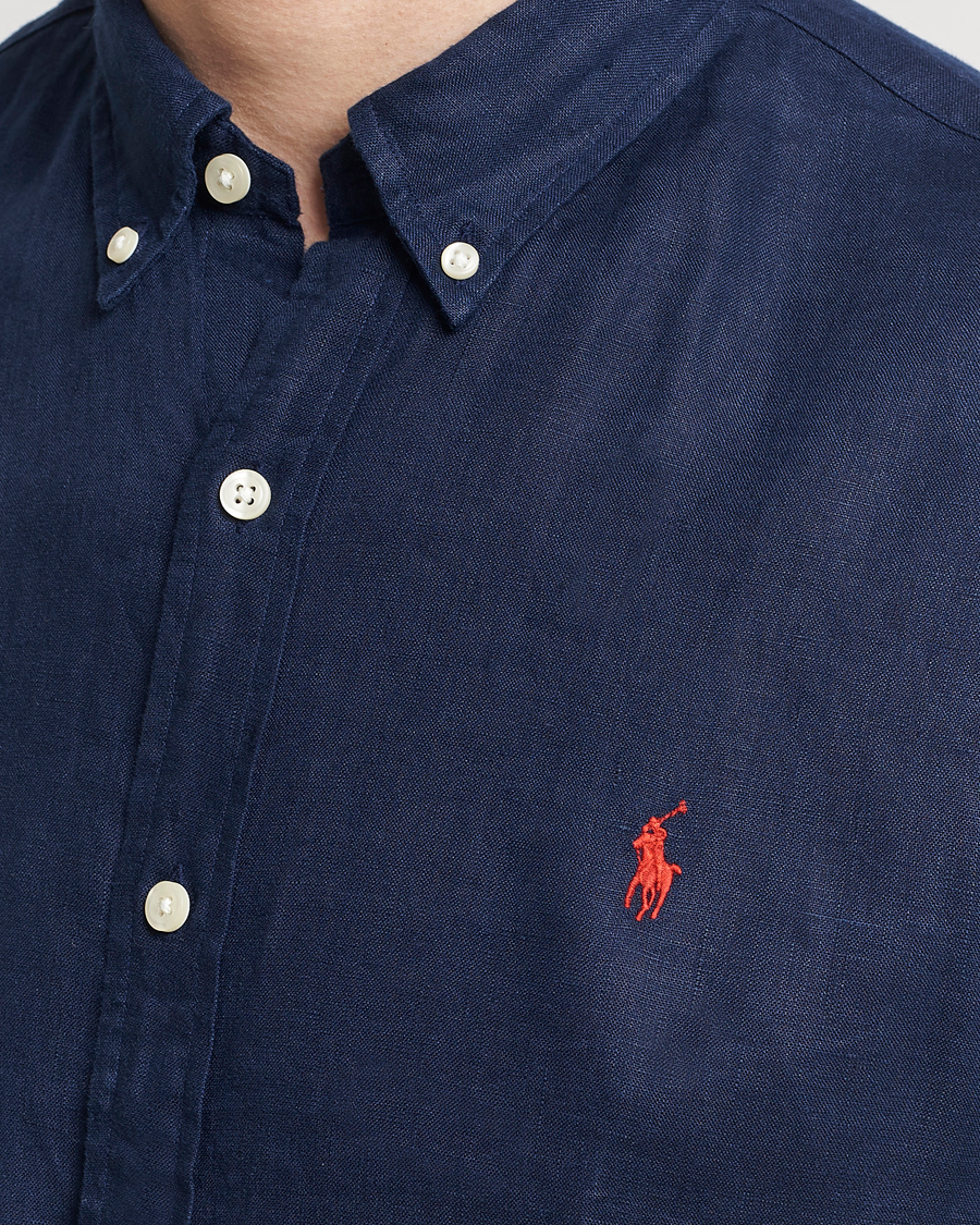 Polo Ralph Lauren Slim Fit Linen Button Down Shirt Newport Navy bei CareOfC