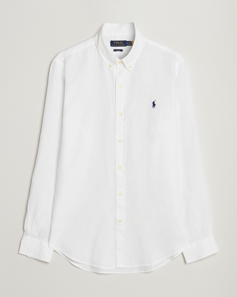 Polo Ralph Lauren Slim Fit Linen Button Down Shirt White