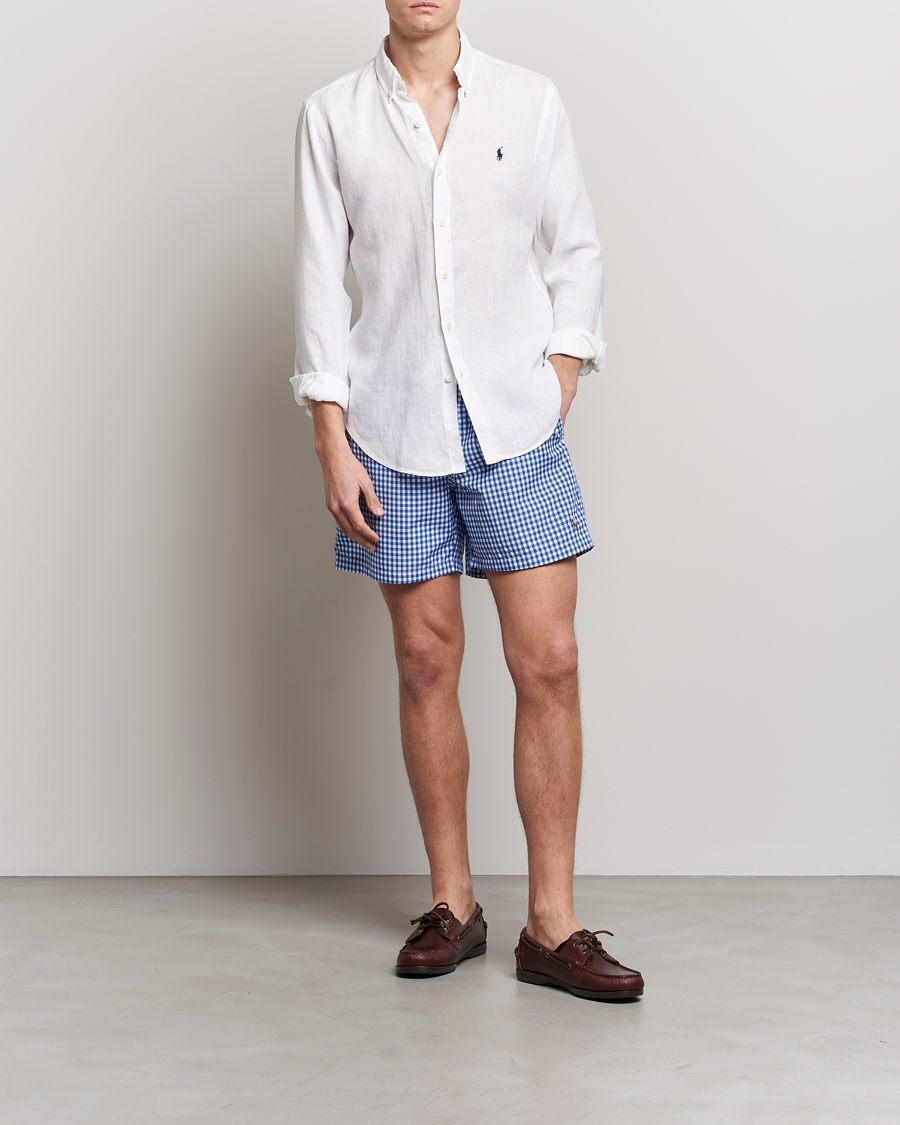 Polo Ralph Lauren Slim Fit Linen Button Down Shirt White bei Care 