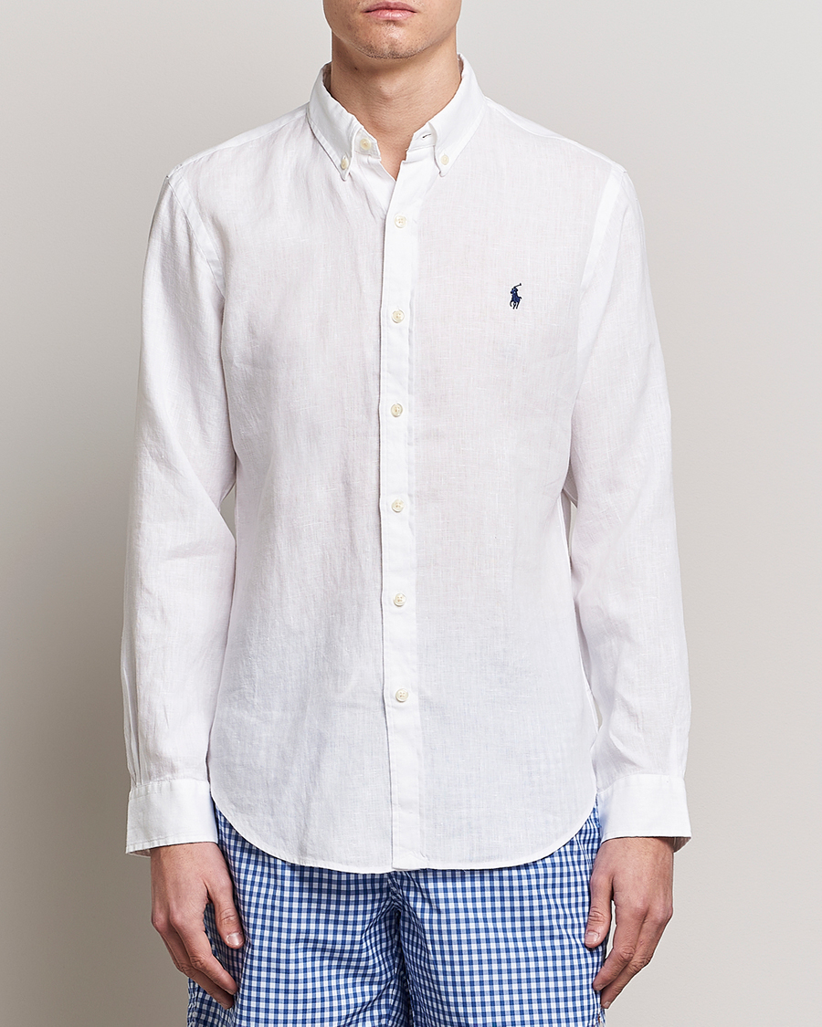 Herren | Freizeithemden | Polo Ralph Lauren | Slim Fit Linen Button Down Shirt White