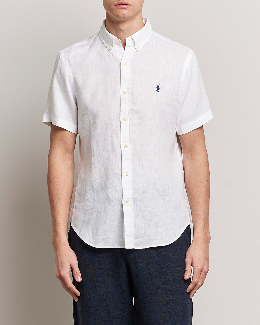 Herren |  | Polo Ralph Lauren | Slim Fit Linen Short Sleeve Shirt White
