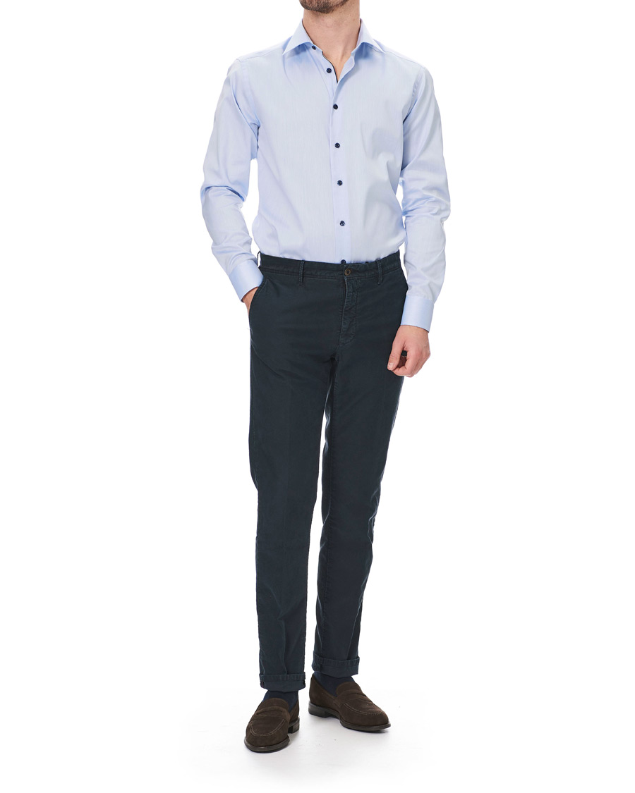 Herren | Hemden | Eton | Slim Fit Twill Contrast Piping Shirt Light Blue