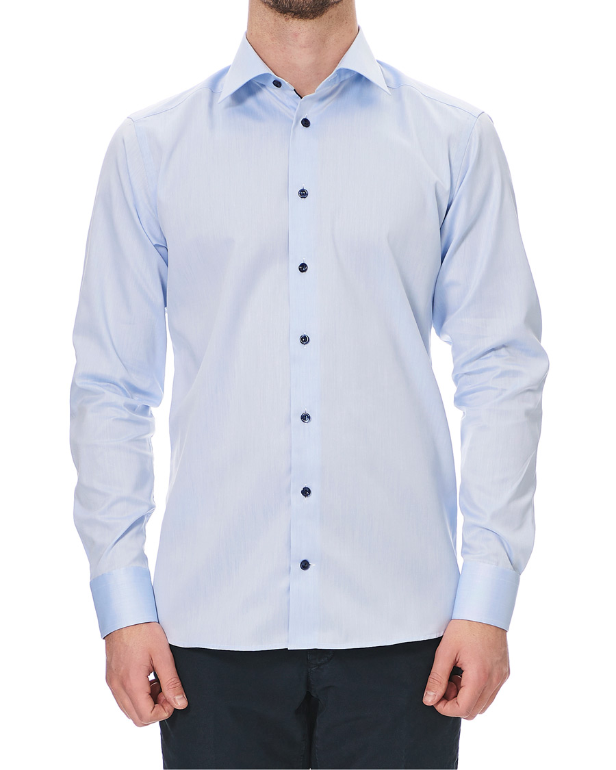 Herren | Hemden | Eton | Slim Fit Twill Contrast Piping Shirt Light Blue