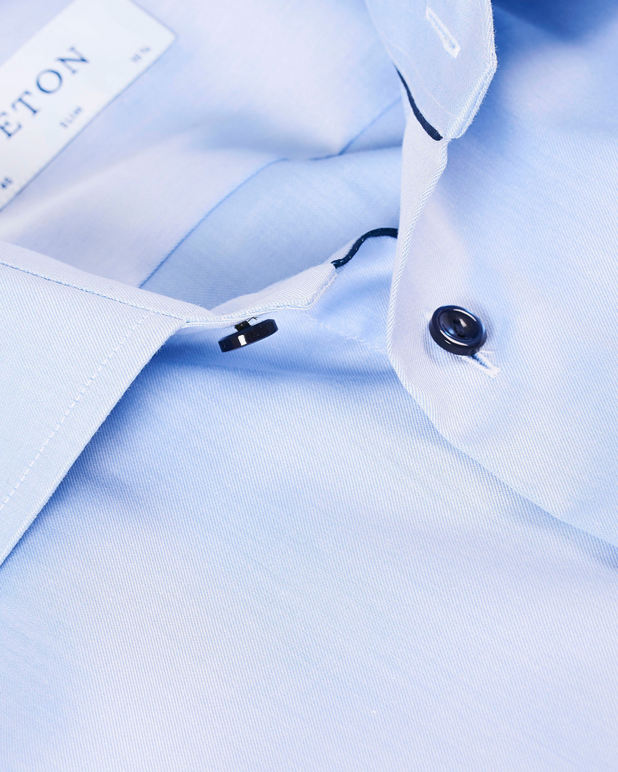 Herren | Hemden | Eton | Slim Fit Twill Contrast Piping Shirt Light Blue