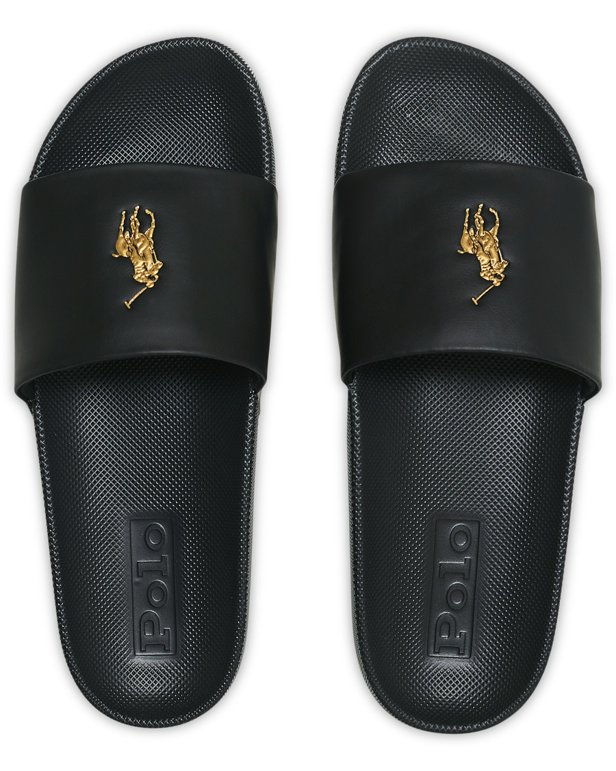 Herren | Polo Ralph Lauren Cayson Slides Black/Gold | Polo Ralph Lauren | Cayson Slides Black/Gold