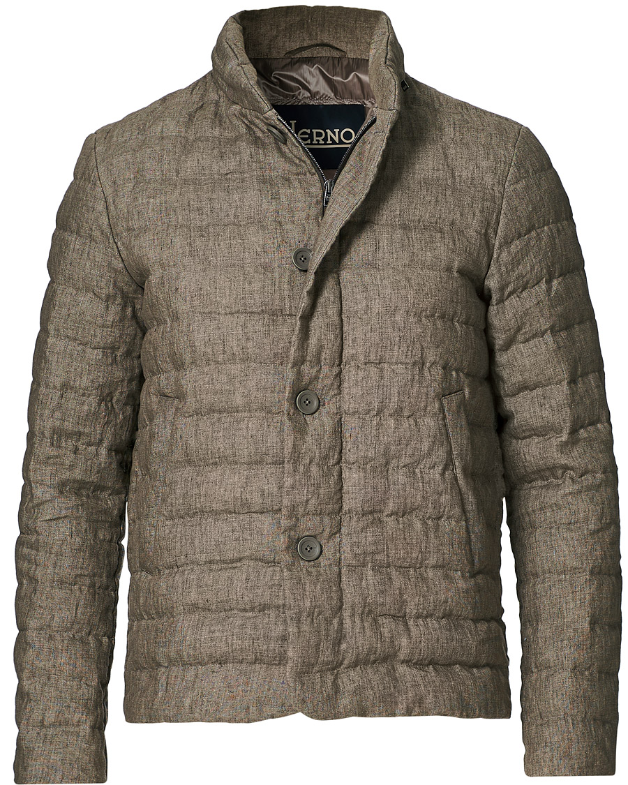 Herren | Jacken | Herno | Quilted Linen Down Jacket Brown