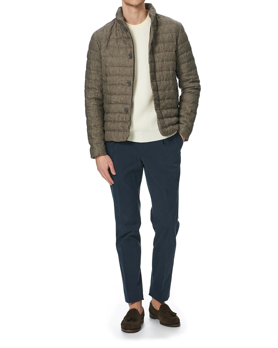 Herren | Jacken | Herno | Quilted Linen Down Jacket Brown