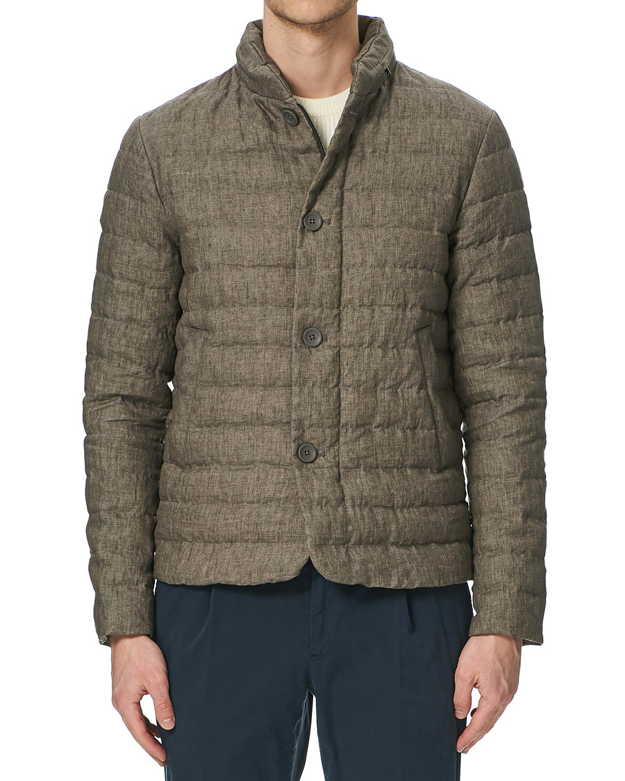 Herren | Jacken | Herno | Quilted Linen Down Jacket Brown