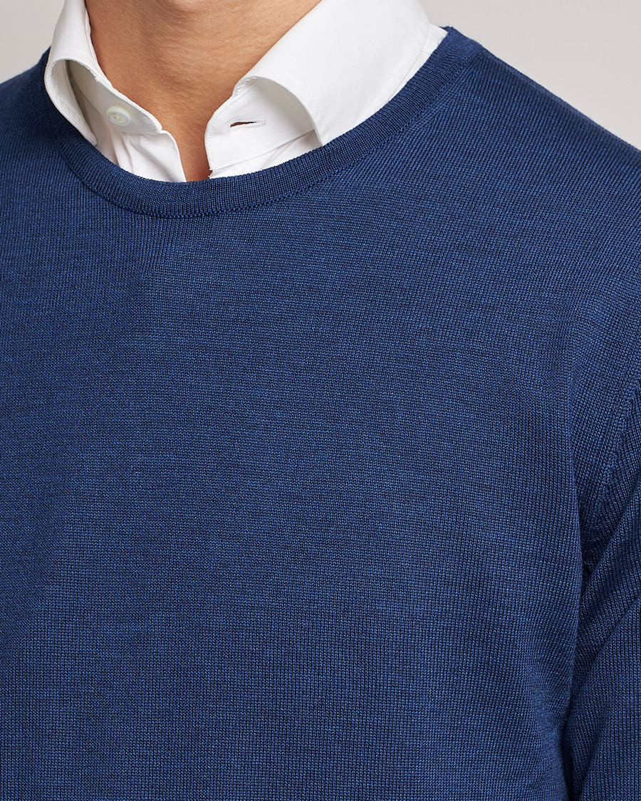 Herren | Pullover | Stenströms | Merino Crew Neck Blue