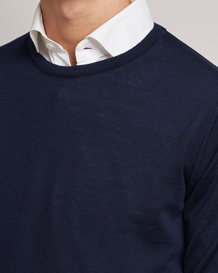 Herren | Pullover | Stenströms | Merino Crew Neck Navy