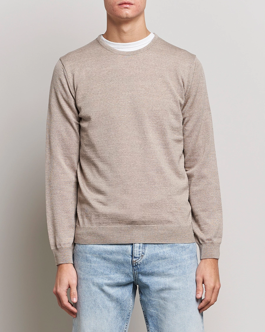 Herr | Pullover rundhals | Stenströms | Merino Crew Neck Sand