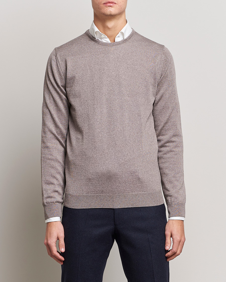 Herren | Stenströms | Stenströms | Merino Crew Neck Mud Brown