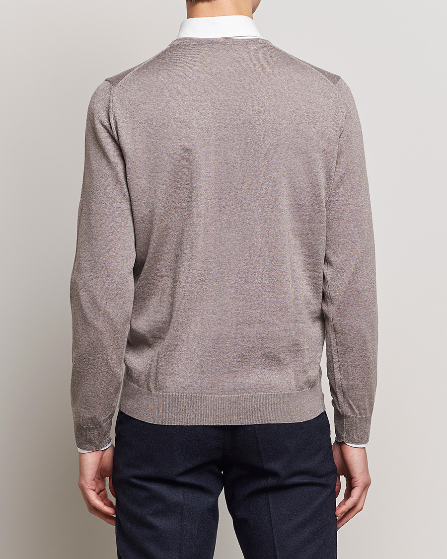 Herren | Pullover | Stenströms | Merino Crew Neck Mud Brown