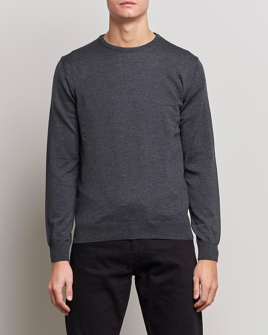 Herren | Rundausschnitt | Stenströms | Merino Crew Neck Anthracite