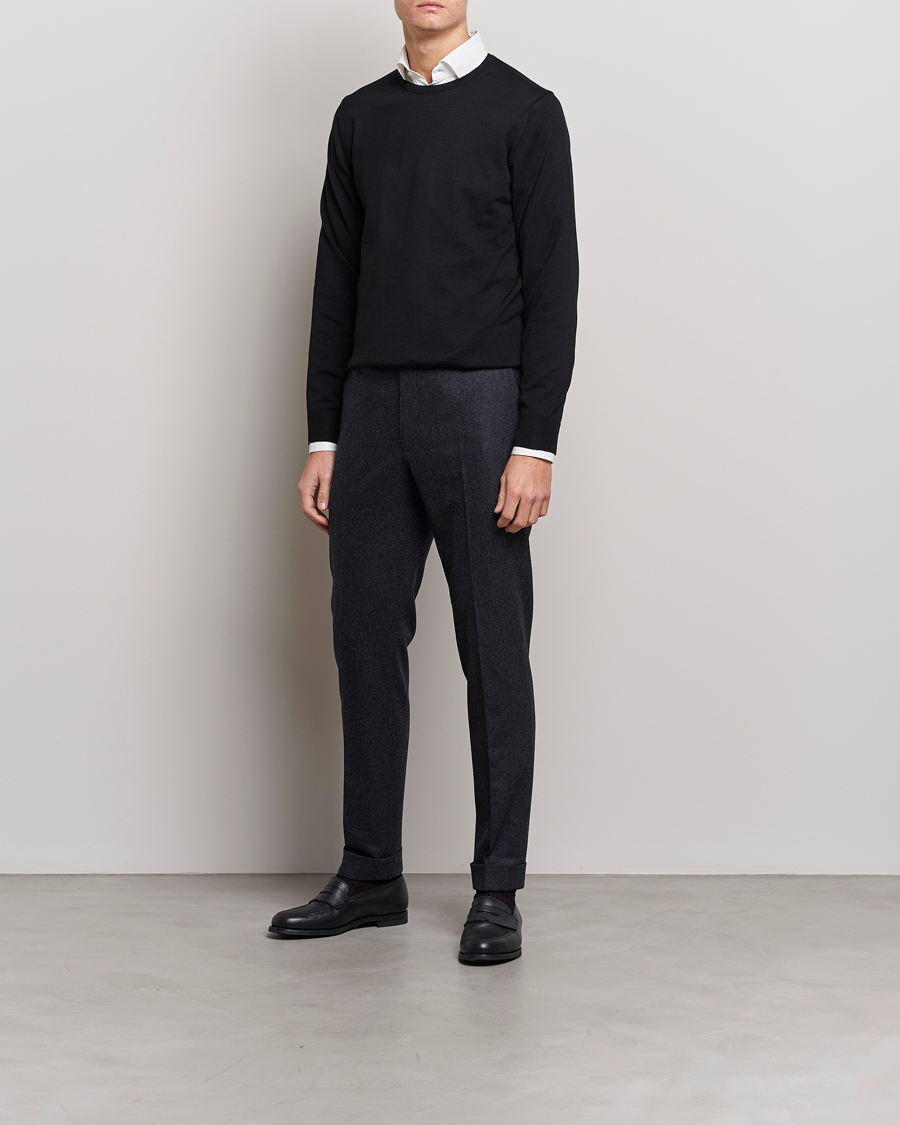 Herren | Pullover | Stenströms | Merino Crew Neck Black