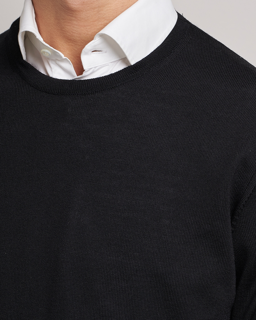 Herren | Pullover | Stenströms | Merino Crew Neck Black