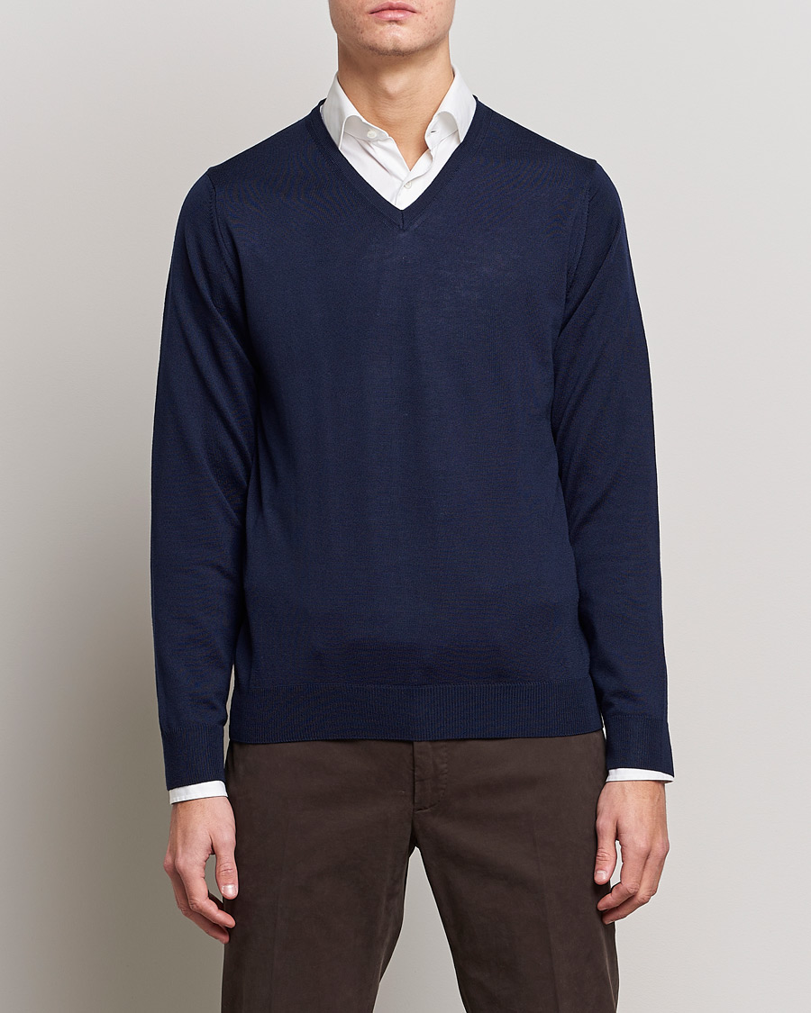 Herren |  | Stenströms | Merino V-Neck Navy