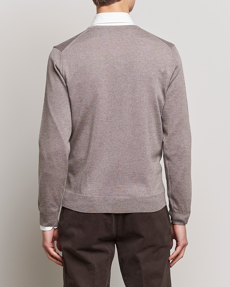 Herren | Pullover | Stenströms | Merino V-Neck Mud Brown