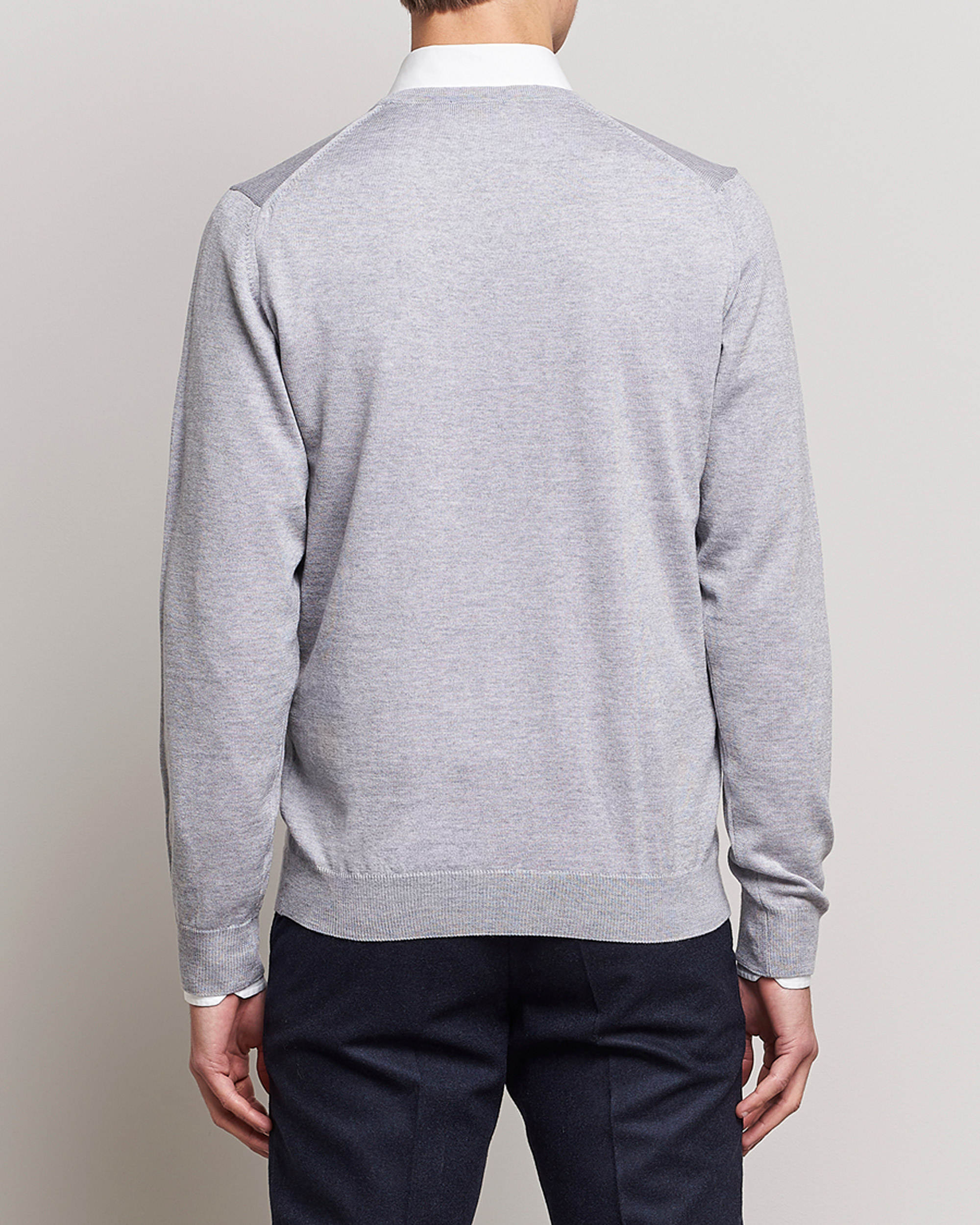 Herren | Pullover | Stenströms | Merino V-Neck Light Grey