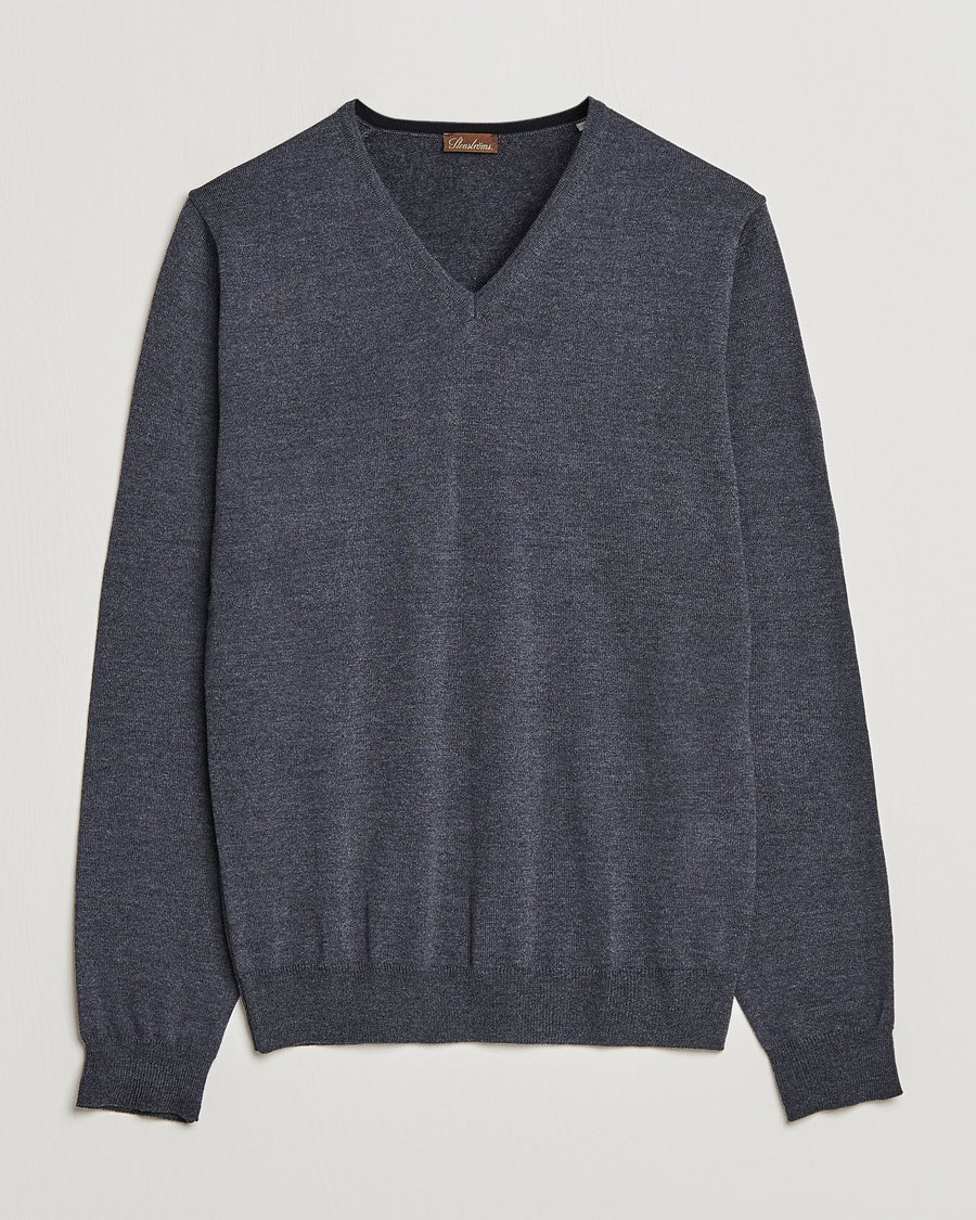Herren | Pullover | Stenströms | Merino V-Neck Anthracite