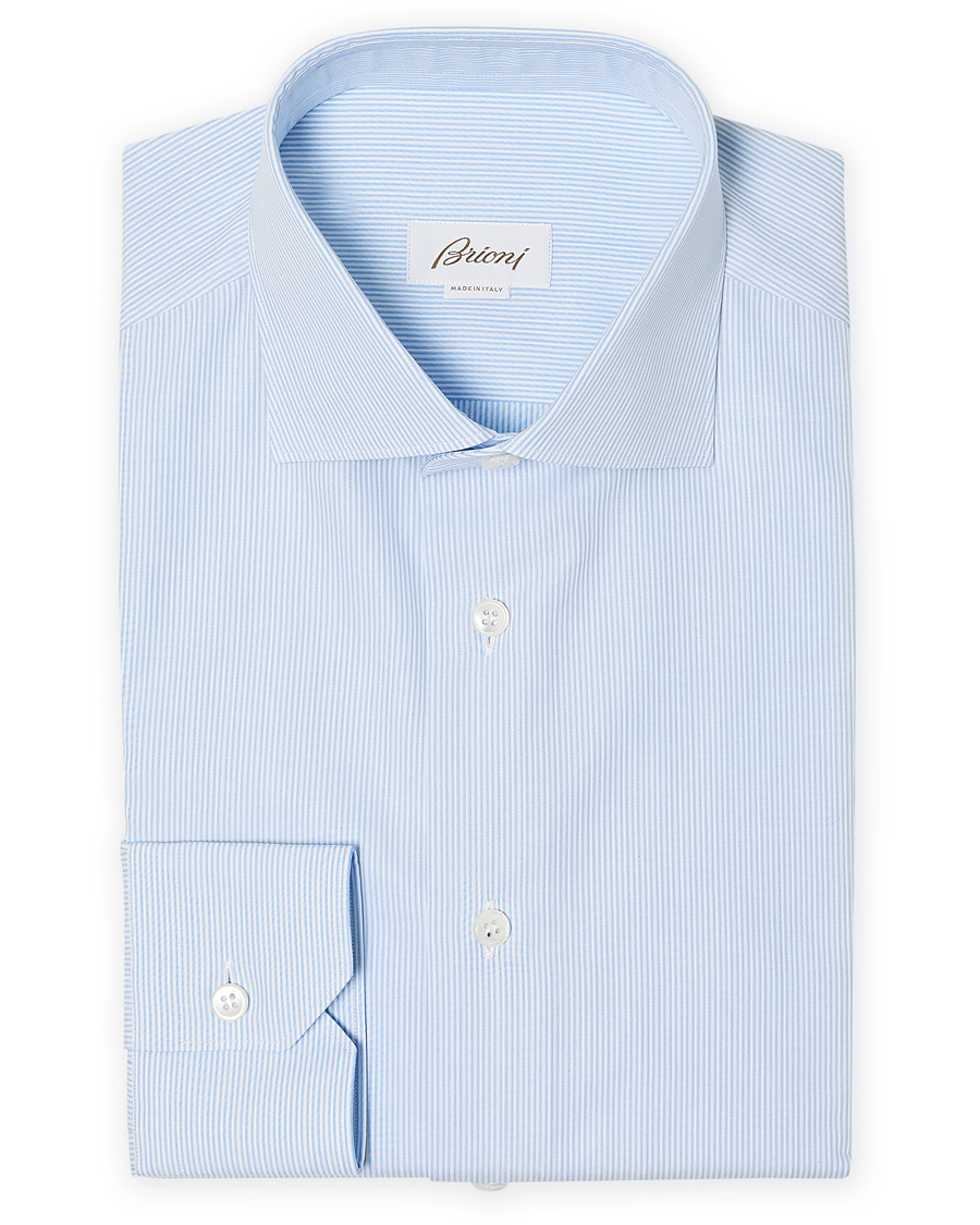 Herren | Hemden | Brioni | Slim Fit Micro Striped Dress Shirt Light Blue