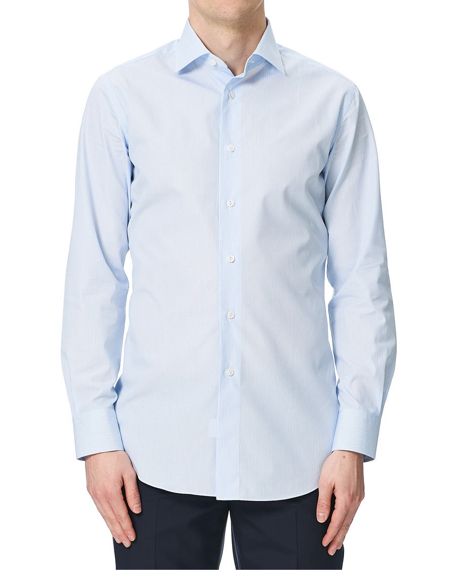 Herren | Hemden | Brioni | Slim Fit Micro Striped Dress Shirt Light Blue