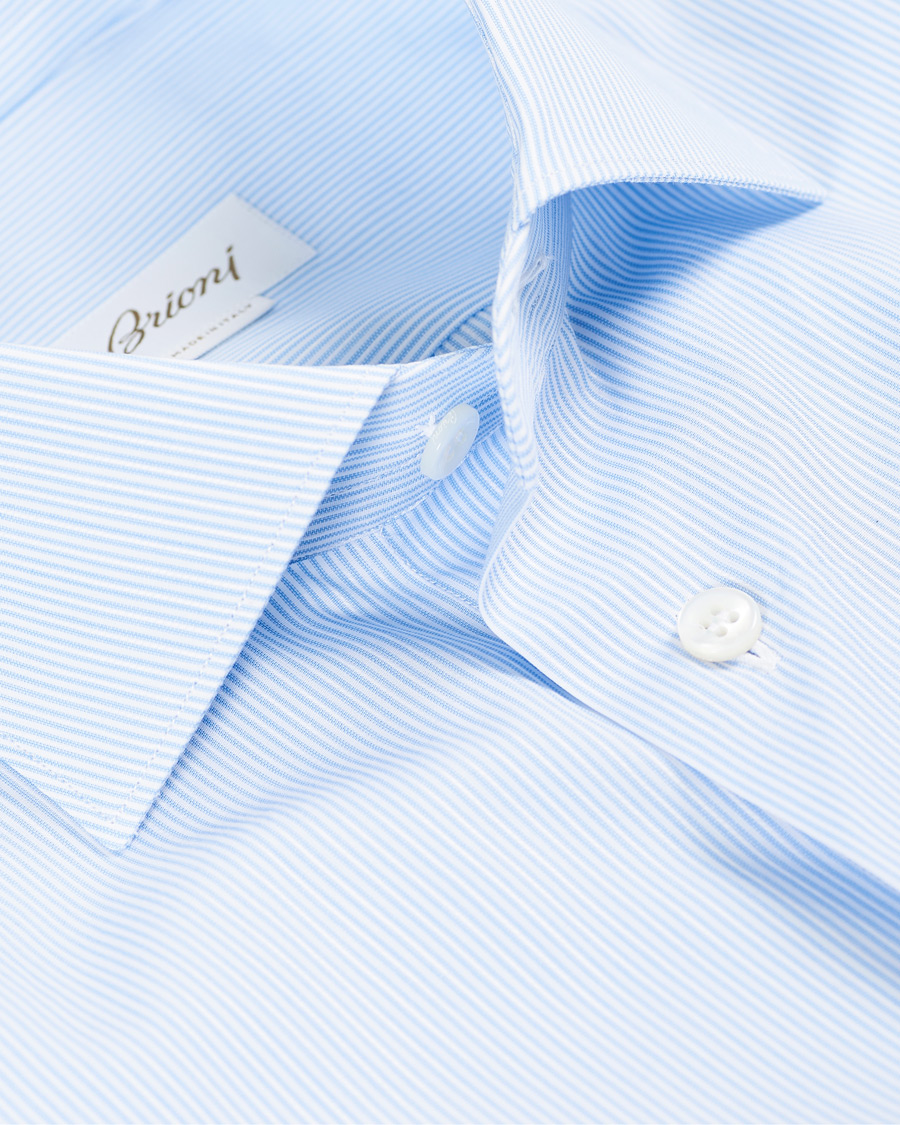 Herren | Hemden | Brioni | Slim Fit Micro Striped Dress Shirt Light Blue